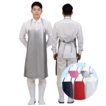 포시스 국내산 PU양면 방수 목걸이 H형 앞치마, 목걸이형 (중), 화이트