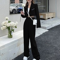 여성 바지정장세트 우영우정장 키작은 빅사이즈 정장바지 세련된 여성 정장 우아한 바지 정장 여성 자르기 블레이저와 바지 자른 블레이저 세트