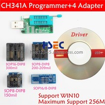 코딩키트 새로운 ch341a bios usb 프로그래머 sop8 테스트 클립 soic8 sop16 1.8V 어댑터 w25q64 mx25l640, 01 CH341A with 4adapter