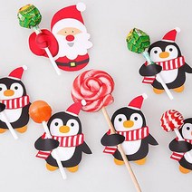피케이몰 10매+10매 X-mas 막대사탕용 크리스마스 포장지 2종 귀여운 캔디 데코, 펭귄+산타