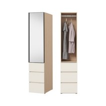 한샘 샘베딩 스테디 거울옷장 40cm(높이194cm) 행거서랍형 10종, J형 : 올리브그린도어+라이트오크몸통(J)