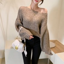 블랙홀제이 여성용 토무 퍼프소매 알파카 니트 *울15%*