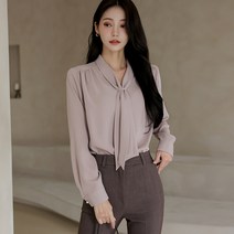 BLN340 셔링 타이 블라우스