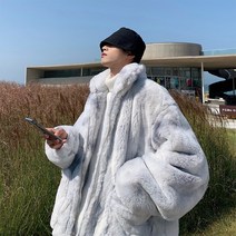 남자 페이크퍼 자켓 긴털 코트 밍크