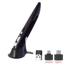 게이밍 인체공학 USB 유선 무선마우스 uthai 새로운 2.4g 무선 펜 성격 크리 에이 티브 수직 펜 모양의 스타일러스 배터리 는 pc 및 노트북 에 적합합니다., 검은 색