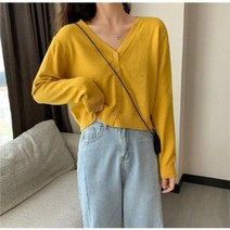 여자 기본 사계절 루즈핏 브이넥 크롭 미니가디건 6color ~2XL
