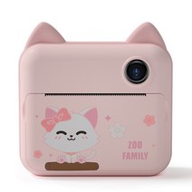 영수증 사진기 인생 네컷 사진 인화기 귀여운 용 인쇄 카메라 미니 디지털 카메라 용, 1 건, 핑크 고양이 프린트 카메라