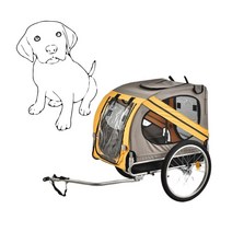 라이딩 애견 자전거트레일러 펫 강아지 웨건 반려동물 소형견 중형견 수레 바구니 견인, 진노랑, 1개