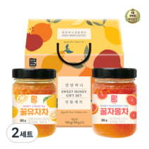 라이브잇 녹차원 달달 허니 차 선물세트, 8세트, 꿀유자차 350g + 꿀자몽차 350g + 선물박스
