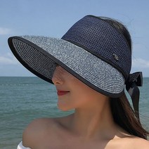 데일리비 데코 리본묶음 와이드캡 왕골 밀짚 모자 자외선차단 여자 여름 바캉스모자 바캉스 휴가모자