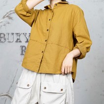 여성 비비드 내추럴 코튼 둥근카라 남방