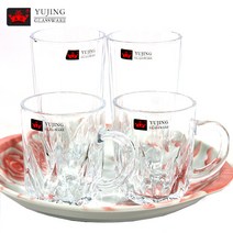 YUJING 크리스탈타입 손잡이유리컵2P + 긴유리컵2P, 유리, 4set