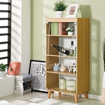 모던탑21 [강화유리도어]이지-글라스 600-4단 장식장 레고 피규어진열장 거실수납장, 오크