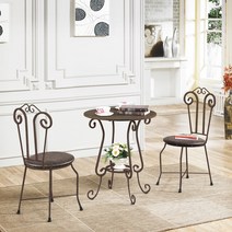 플라워가구 원형테이블(목재상판) 티테이블 부부테이블 러브테이블 식당테이블, 원형T(엔틱프레임)웬지-1개