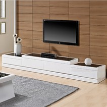 이목갤러리 팅커벨 거실장 B타입 하이그로시 도장 제품 흑경 유리 포함 주문제작 가능, 화이트