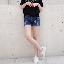 여성 데님 데미지 청 숏팬츠