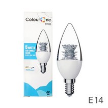 장수 LED 촛대구(투명) 5W, 주광색, E14베이스