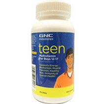 GNC 지엔시 milestones Teen For Boys 어린이/청소년멀티비타민, 0.3kg, 120 Caplets