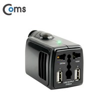컴스 USB 2포트 차량용 인버터 100W, 블랙