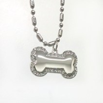 네임아트 반려동물 네임목걸이 이름표, (3.6X2cm)큐빅뼈다귀, 1개