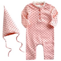 [정리세일]아이엠베베 봄가을 핑크엔젤꼬깔우주복+모자세트
