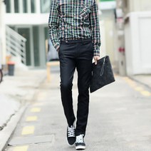 플레이즈 남성용 블랙데님슬랙스2중본딩기모 4228 청바지