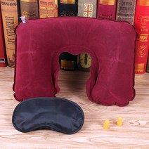 휴대용 목베개 목쿠션, 01_에어 목베개 세트-와인