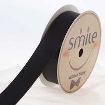 스마일리본 고밀도 국산 공단리본 50mm (9미터 컷팅롤), 검정, 9M