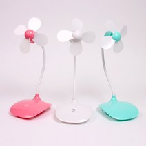 코스모스 터치센서 USB 충전식 데스크선풍기, 핑크