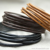 동서실업 천연 소가죽 통가죽끈2mm 90cm 가죽공예 가죽끈DIY 만들기, 02.다크브라운