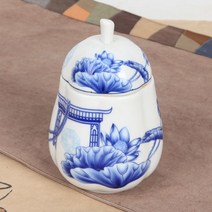 청화 백자 연 차통 (꼭지)