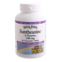 Natural Factors 스트레스-릴랙스 썬테아닌 L-테아닌 100mg 츄어블 타블렛, 60개입, 1개