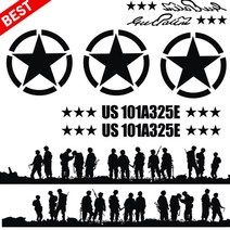 지프 스티커 랭글러 스타 군인 JEEP 랭글러 루비콘 사하라 오프로드, STAR+Soldier 블랙