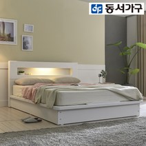 동서가구 아레스 LED 평상형 슈퍼싱글침대 (본넬양면매트) DF908785, 화이트
