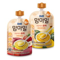 맘마밀 안심이유식 6개월 혼합구성 이유식, 10팩, 사과와 고구마 퓨레 5팩+바나나와 단호박 퓨레 5팩