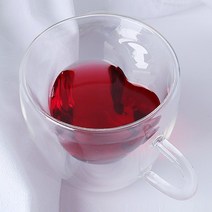 하트 내열유리 이중컵 유리컵 유리머그컵, 하트_이중컵, 200ml