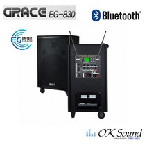 엔터그레인 EG-830 300W 충전형앰프 무선마이크 2채널 블루투스 /에펠 정품 초소형블루투스 스피커 증정, 핸드+핀