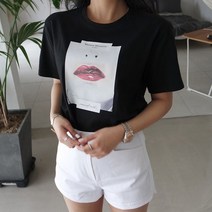텐퍼센트 여성용 엠엠 루즈핏 프린팅 반팔 티셔츠