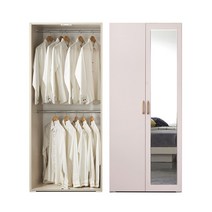 케이컴퍼니 이음800거울옷장 장롱, 핑크