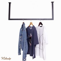 코코디피 옷가게용 주문제작 천장 벽면 부착 파이프 행거 천정 고정 헹거 옷걸이 봉, 25각 + 가로 100cm와 폭 100cm + 검정색, 1개