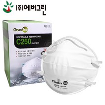 에버그린 방진마스크 크린탑 C250 -1곽(20개입), 1박스, 20개