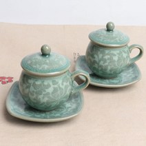 청자 백당초 커피잔 쌍화차잔세트