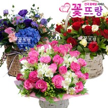 꽃뜨랑 축하꽃바구니 생일선물 축하선물 기념일 전국당일꽃배달, D01 혼합다발(레드)