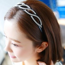 237_2줄꽈배기큐빅 헤어밴드 머리띠
