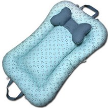 뽀송뽀송 국내수제작 땅콩침대 휴대보트침대 B_02 양양 마스크 블루, 짱구베개포함