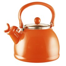 Calypso Basics 휘슬링 티케틀 with 글래스 리드 일반주전자, Orange, 2.1L