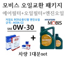 [순정엔진오일교환패키지]쏘렌토18(더뉴쏘렌토) 2.0 디젤(2017년6월~) 28113-A9200/26320-2F100/05200-00640 용량6.3L/판매7L, 0w30, 05200-00640