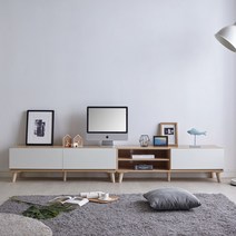 이지포유가구 바흐 선반형 거실장세트 2400 TV거실장, 메이플+화이트