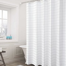 JSS&D PEVA 욕실 샤워커튼 체크화이트 200cm (커튼고리포함), 1장