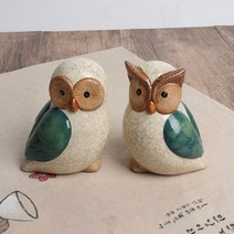럭셔리 도자기 부엉이 한쌍 中